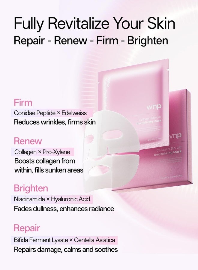 WNP 6D Bionic Collagen Bio‑Gel Mask Overnight Deep Hydration with 5.1% Collagen, Niacinamide, Hyaluronic Acid, Firming, Anti‑Aging, Brightening for Sensitive Skin 28g x 4 - Image 2